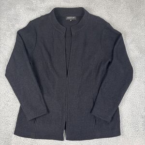 Jones New York Size OX | 12W Black Merino Wool Jacket Sweater Frog Closing
